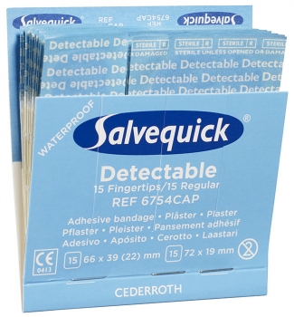 Salvequick 6754 Blue Detectable Pflaster Fingerspitzen-/Normalpflaster