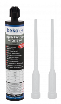 Beko Injektionsmörtel Set mit 2 Zwangsmischer mit bauaufsichtlicher Zulassung 280 ml Kartusche