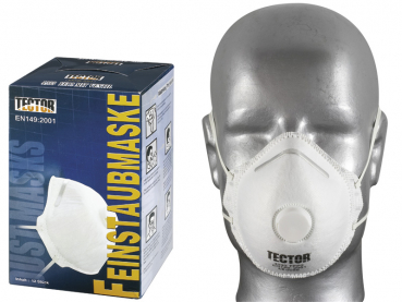 Tector 12x Staubschutzmaske FFP 2 vorgeformte Feinstaubmaske mit Ausatmungsventil