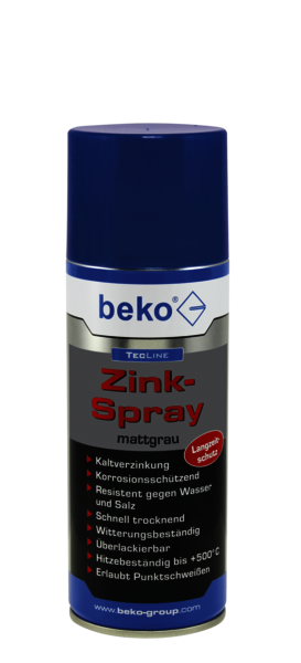 Beko TecLine Zinkspray mattgrau für Ausbesserungen mit hohem Zinkanteil 400ml Spraydose