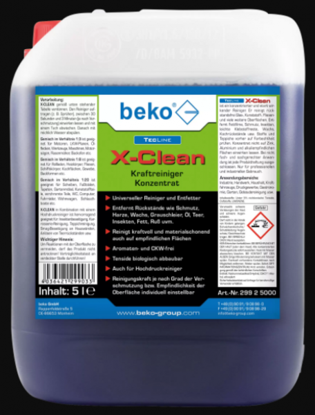 Beko TecLine X-Clean Kraftreiniger 5 Liter Kanister -Konzentrat-